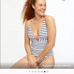 J. Crew White and Red Swimsuit Size 8